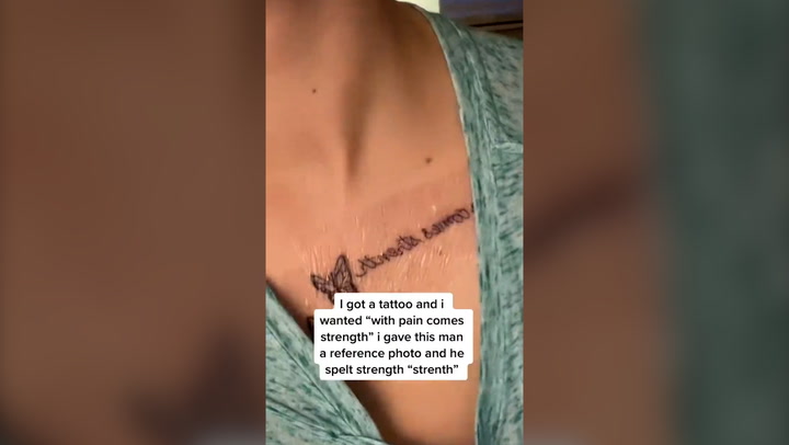 Tattoo artist spells word wrong on woman's chest